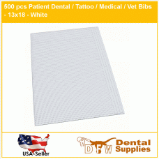 500 pcs Patient Dental / Tattoo / Medical / Vet Bibs - 13x18 - White 